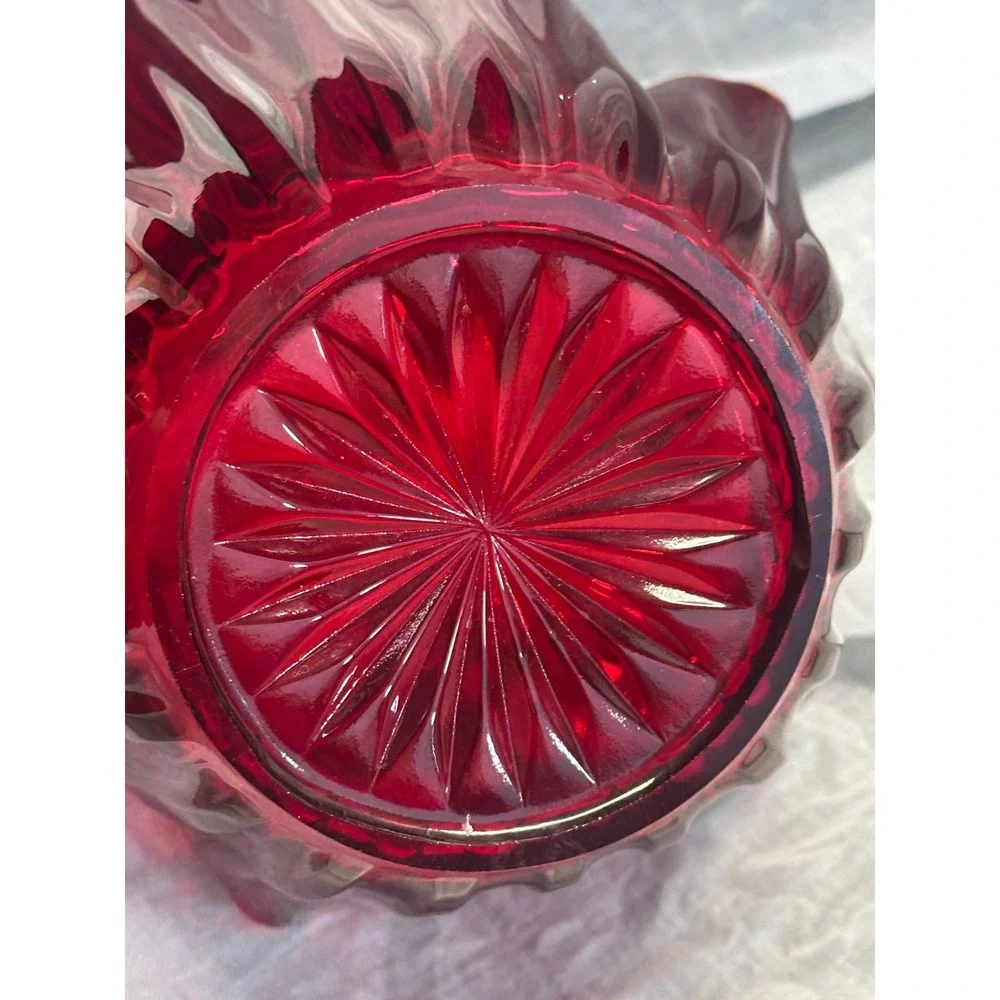 Vintage EUC 1960's Fostoria Heirloom Handkerchief Bowl Vase In Ruby Red 6-7